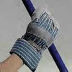 Starched Safety Cuff Gloves w/ Leather Palm 